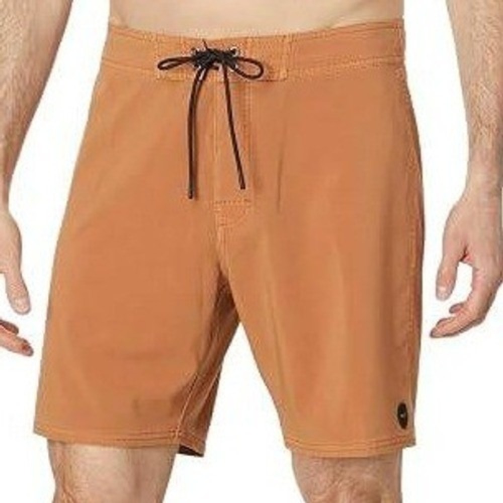 RVCA Mens Board Shorts Size 28 Orange Clay Swim Trunks Stretch Surf Shorts
